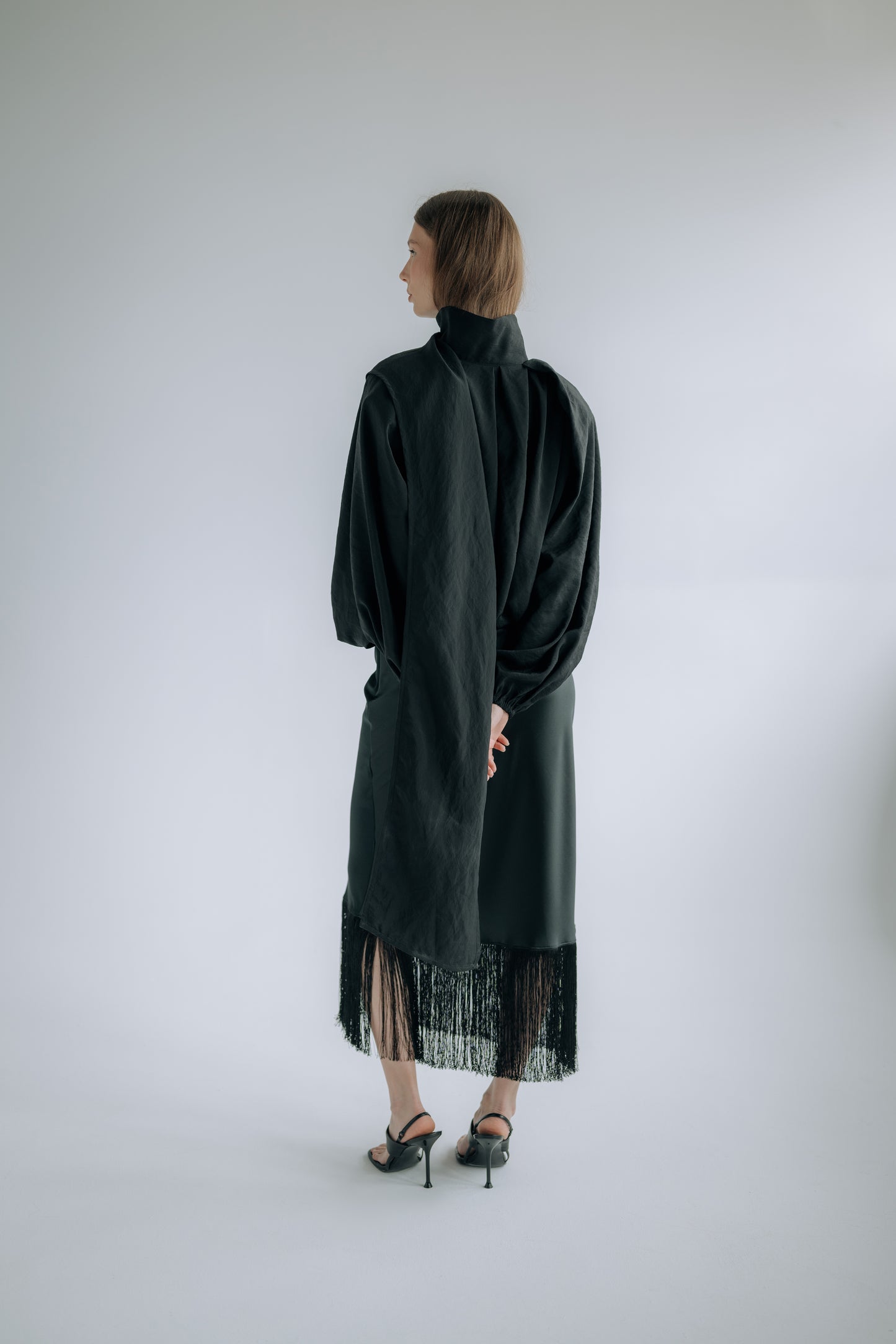 Obsidian fringe skirt