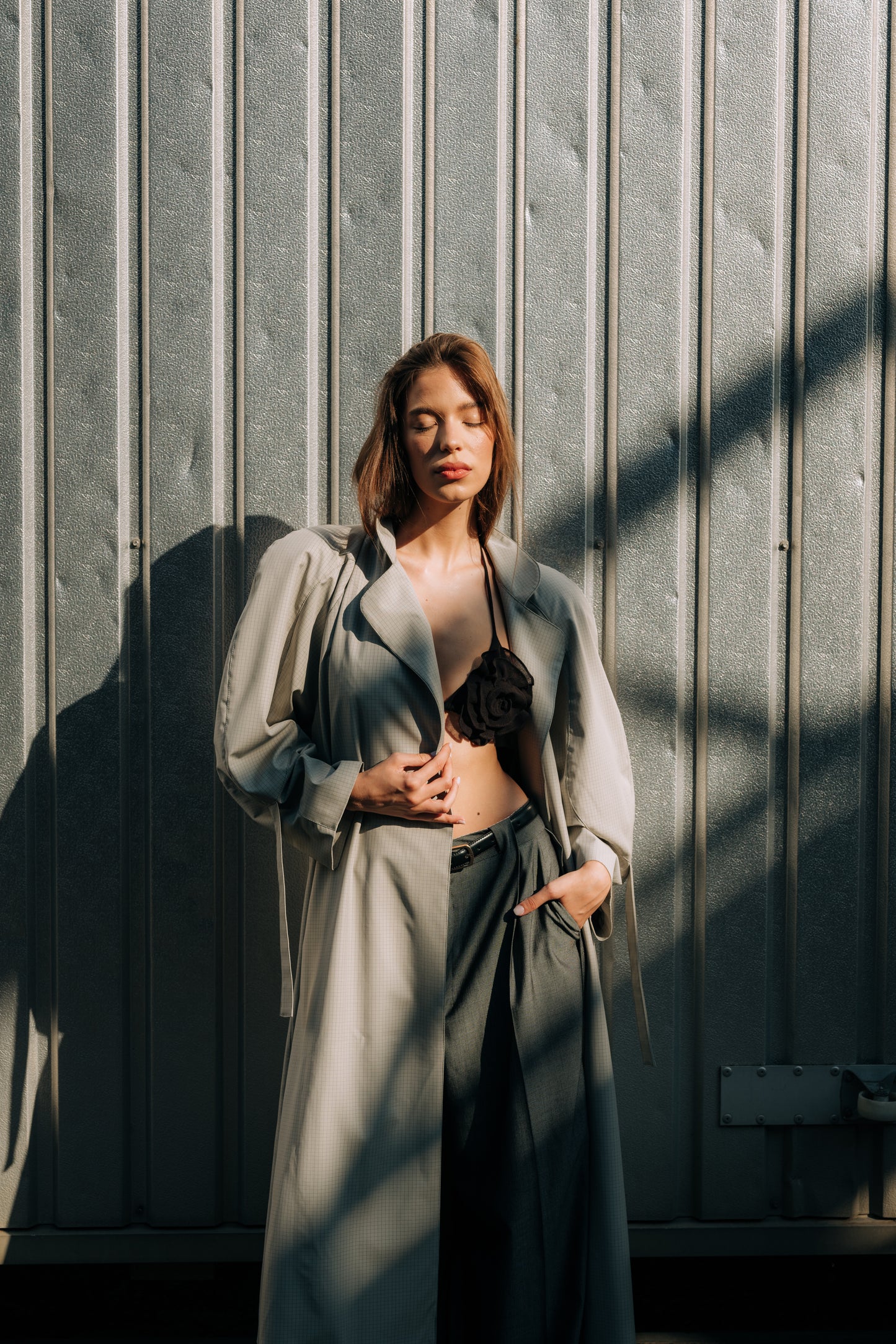 Grid raincoat