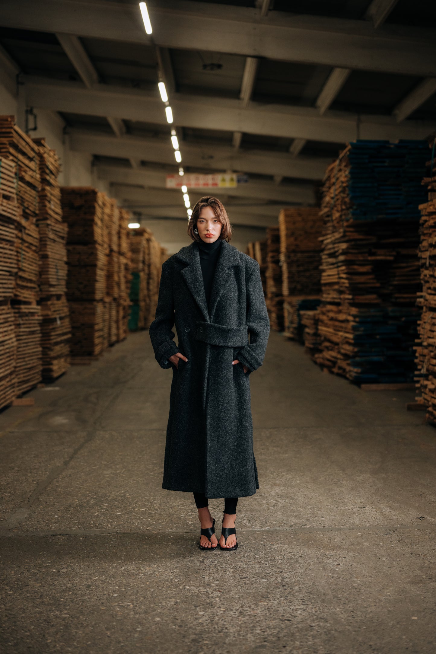 Anthracite alpaca coat