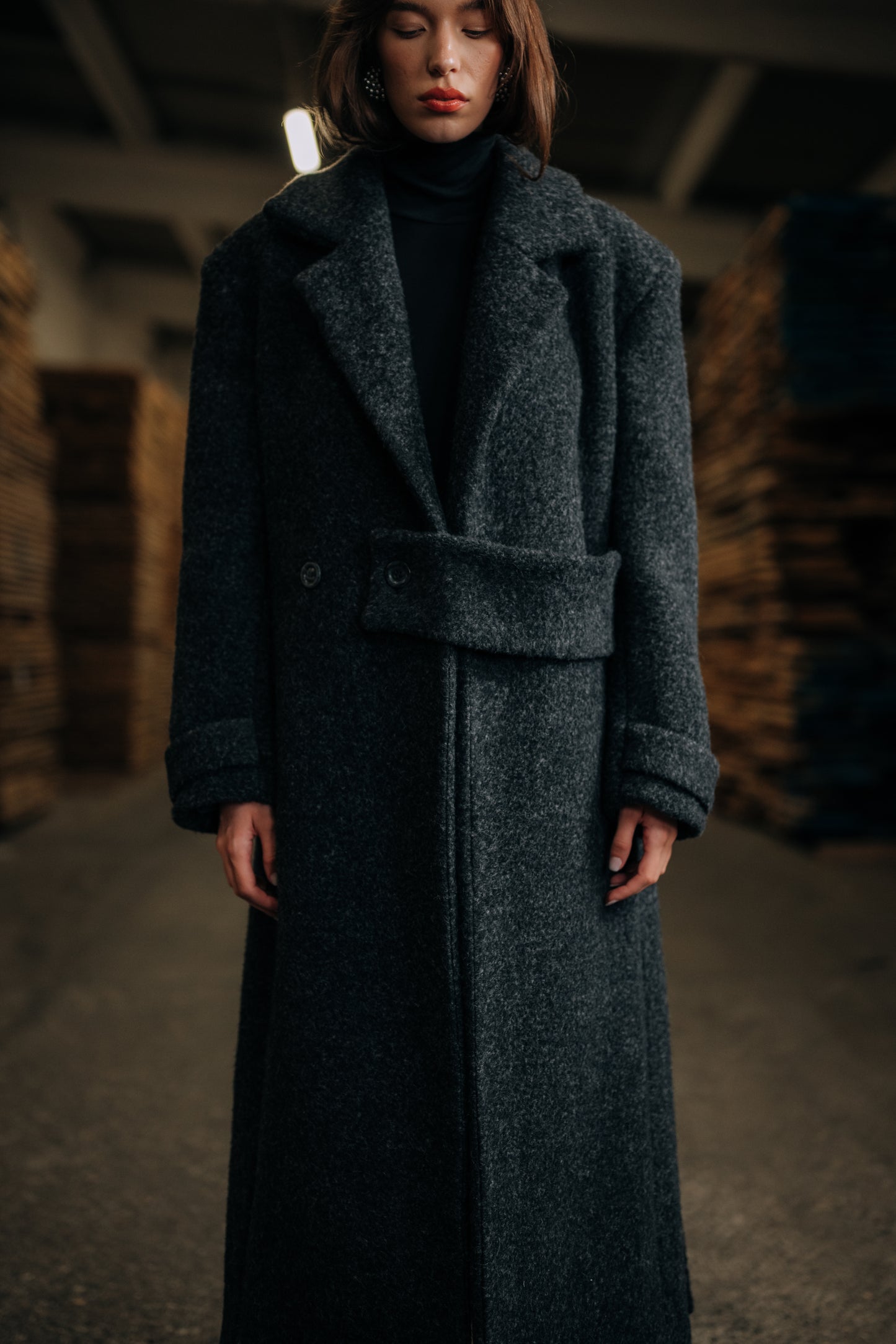 Anthracite alpaca coat