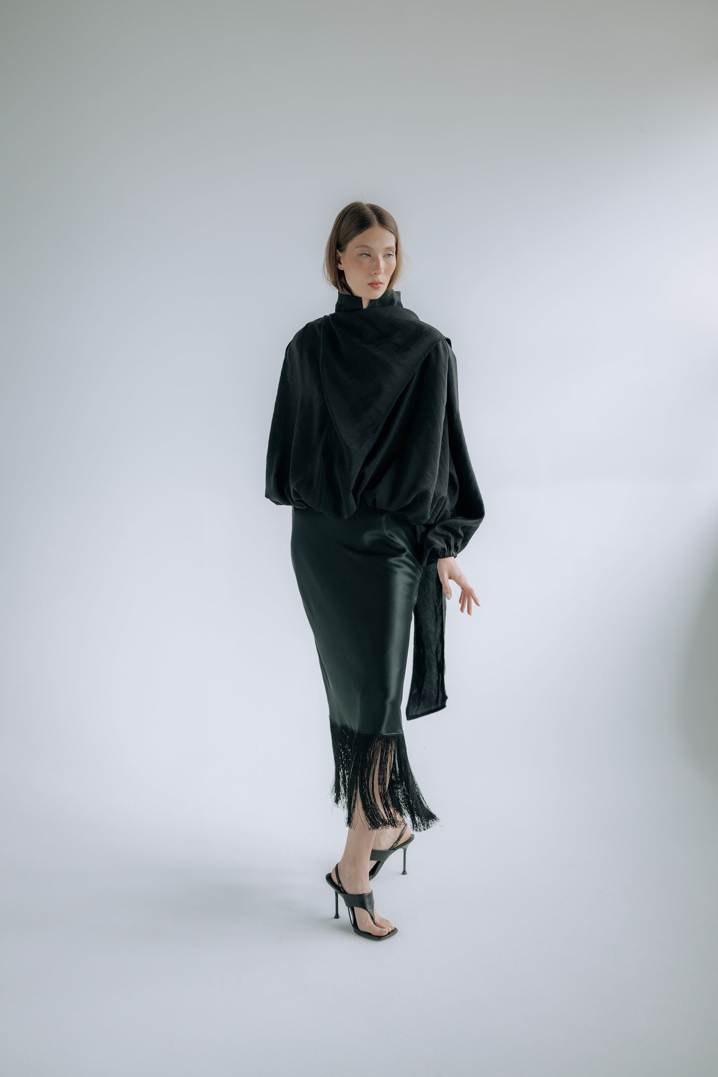 Obsidian fringe skirt