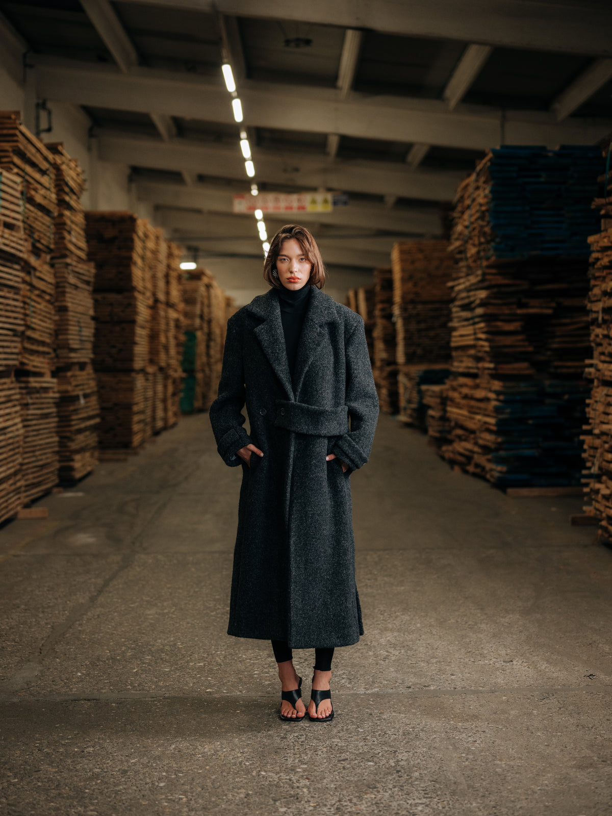Anthracite alpaca coat
